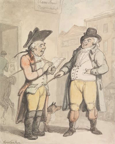 Il bookmaker e il suo cliente fuori dal Ram Inn, Newmarket da Thomas Rowlandson